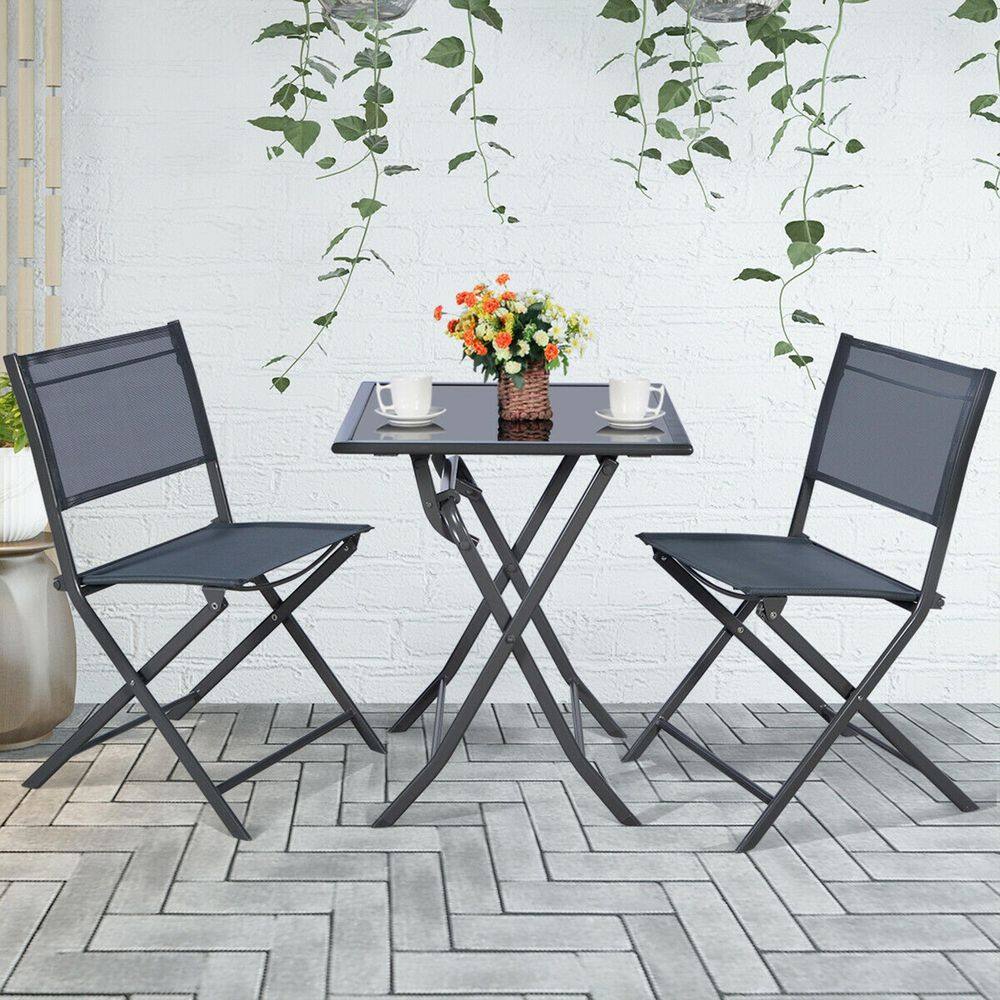 SUNRINX 3 Pieces Bistro Set Garden Backyard Table Chairs Furniture Set
