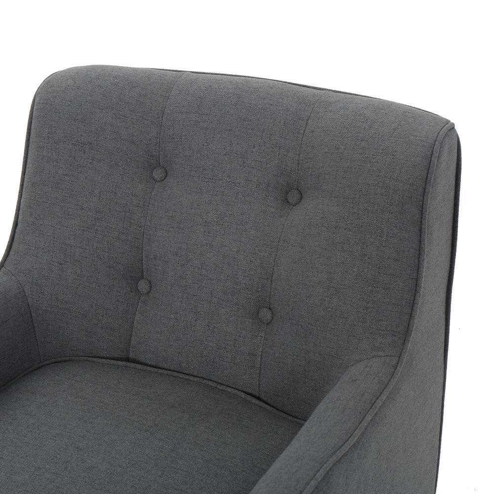 Noble House Felicity Mid-Century Modern Button Back Charcoal Fabric Armchairs (Set of 2)