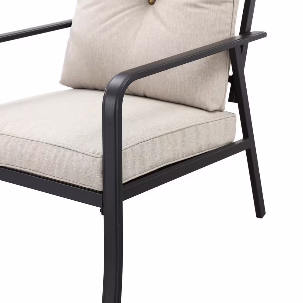 Patio Festival 7-Piece Metal Outdoor Patio Conversation Set with Beige Cushions