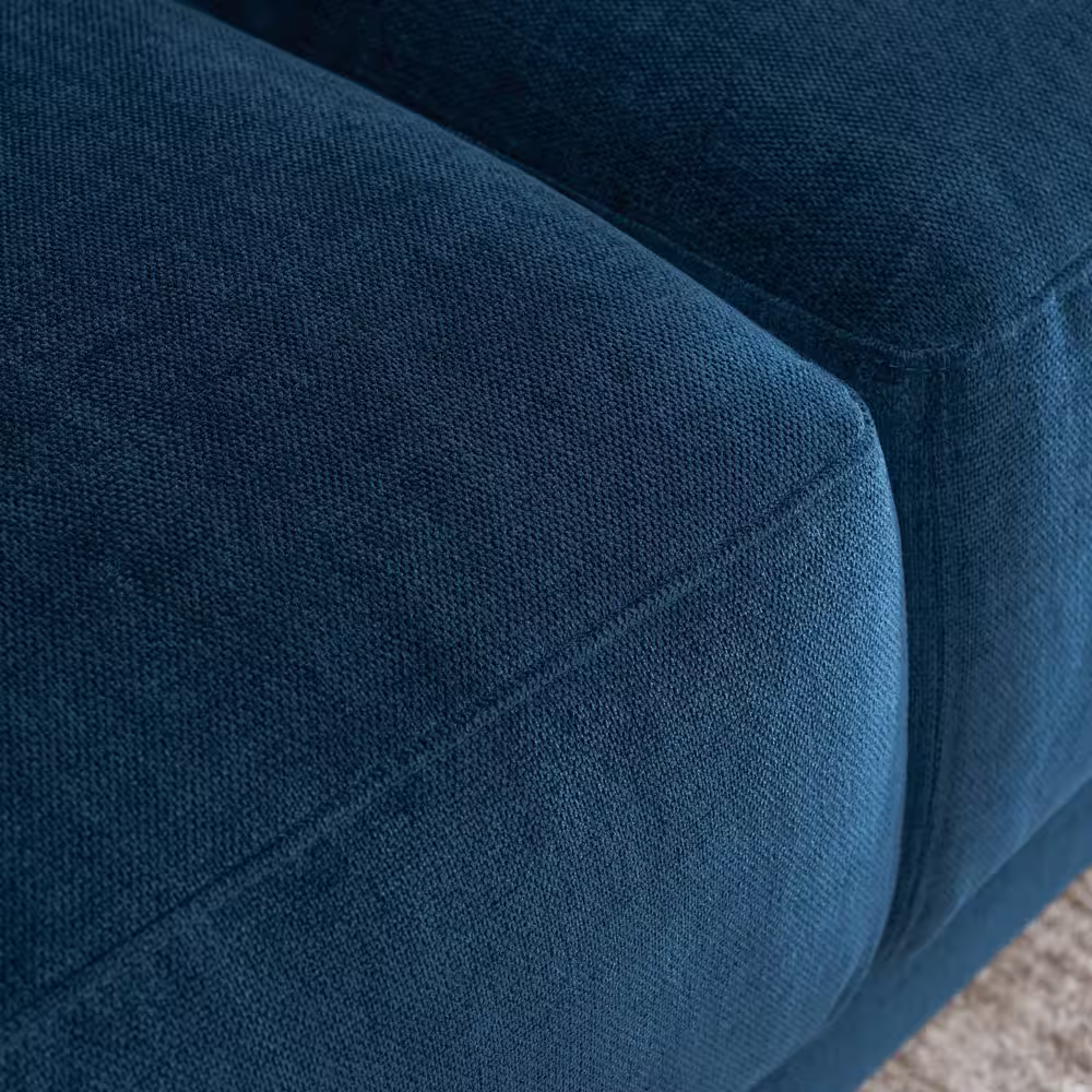 Vifah Premium 76 in. Square Arm Fabric 2-Seater Straight Sofa with Back Cushions in Navy Blue