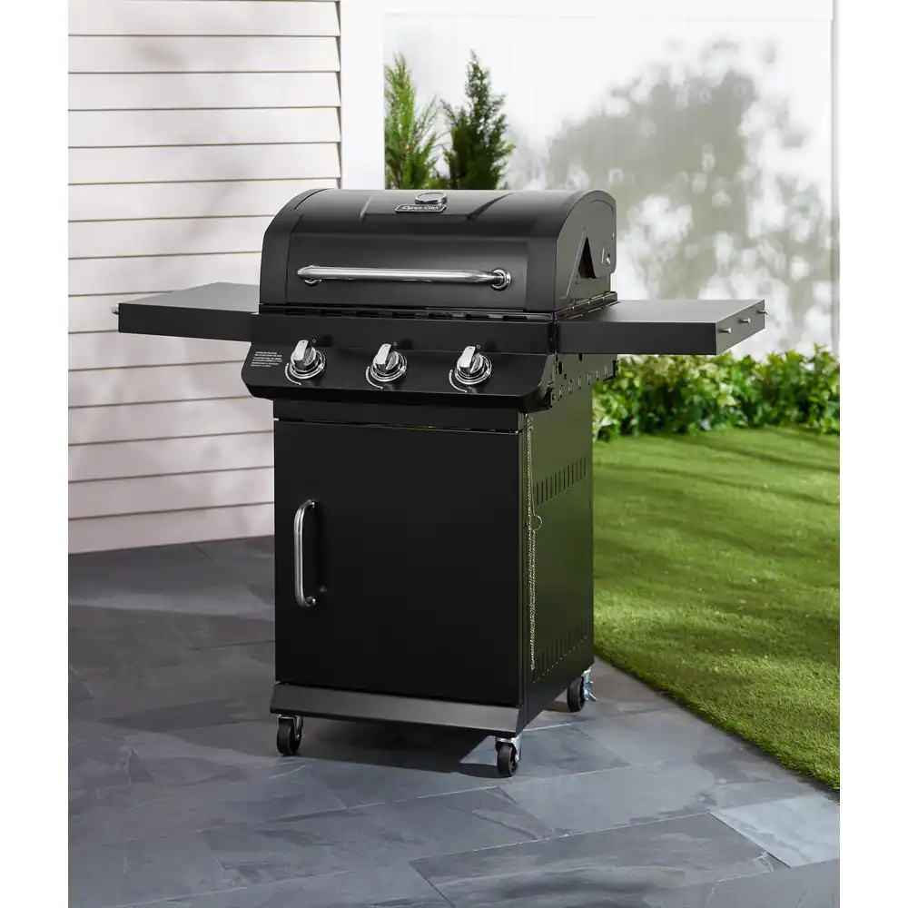 Dyna-Glo Premier 3-Burner Propane Gas Grill in Black with Folding Side Tables