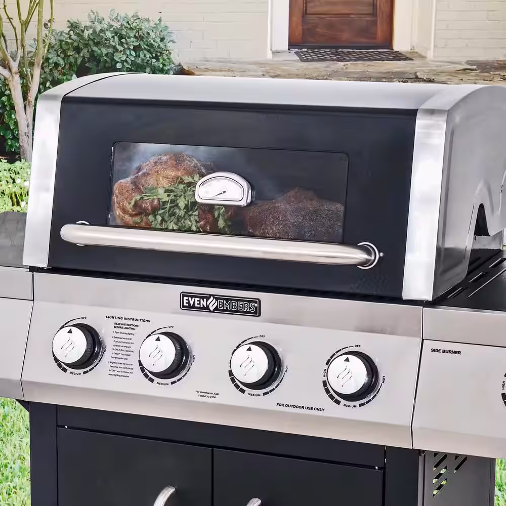 Even Embers 4-Burner Propane Gas Grill in Black