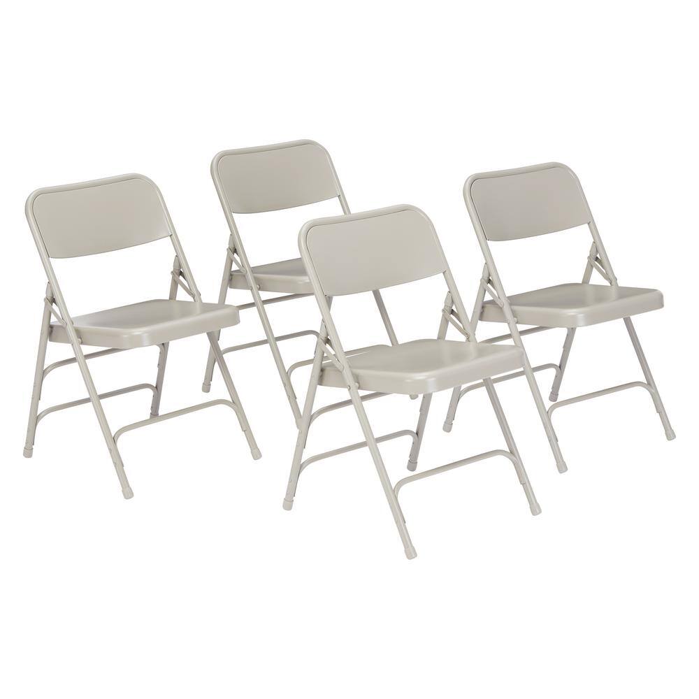 National Public Seating Grey Metal Stackable Folding Chair (Set of 4)