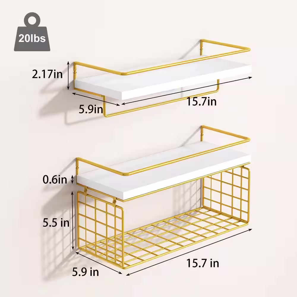 None 15.7 in. W x 5.9 in. D Tier Wall Mounted Floating Shelves, Rustic Wood Bathroom Shelves Decorative Wall Shelf