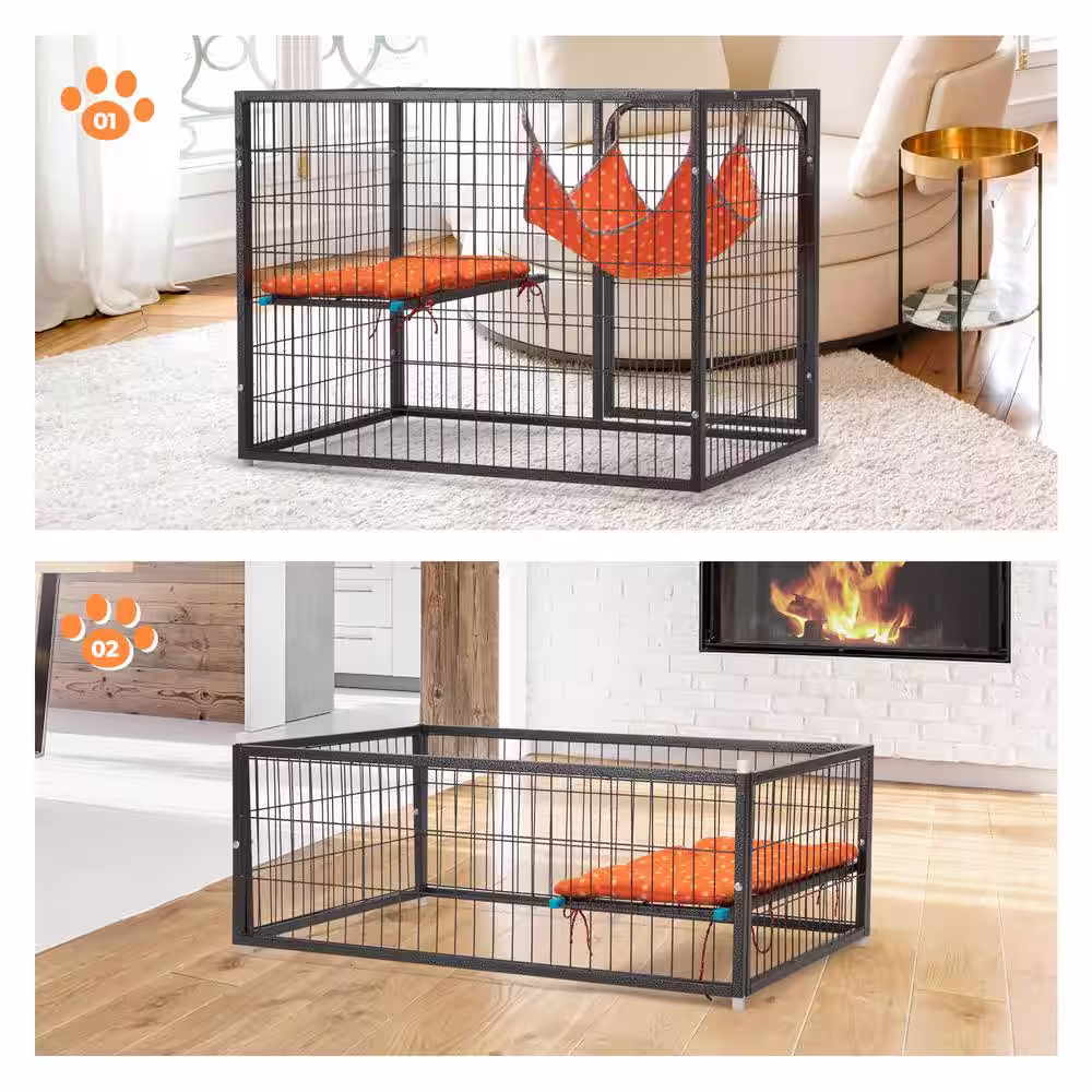 COZIWOW 4-Tier Wire Cat Cage Pet Enclosure with Removable Wheels