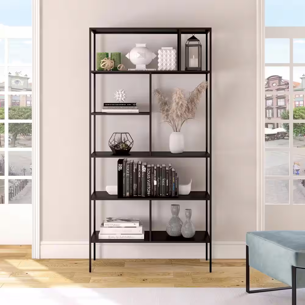Meyer&Cross Winthrop 72 in. Blackened Bronze 6-Shelf Bookcase
