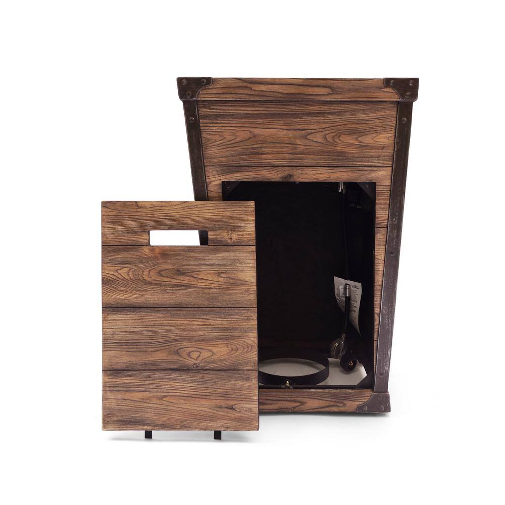 Noble House Calliope 19.5 in. x 29 in. Square Concrete Propane Fire Pit in Brown