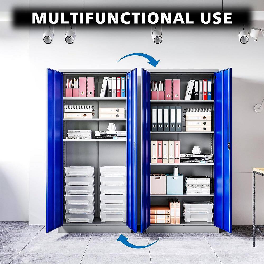 Mlezan 31.5 in. W x 70.87 in. H x 15.7 in. D 4 Shelves Metal Freestanding Garage Cabinet in Blue and Grey