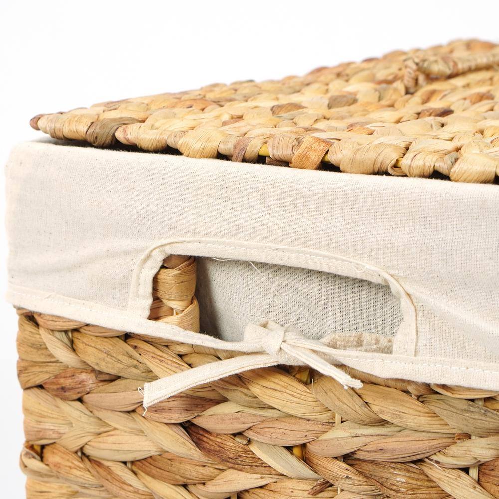 Vintiquewise Handmade Rectangular Water Hyacinth Wicker Laundry Hamper with Lid Natural, Small