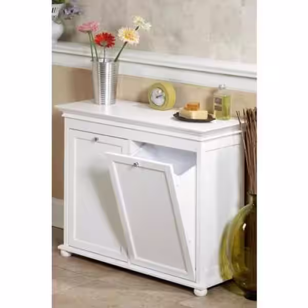None Hampton Harbor 26 in. Double Tilt-Out Hamper in White