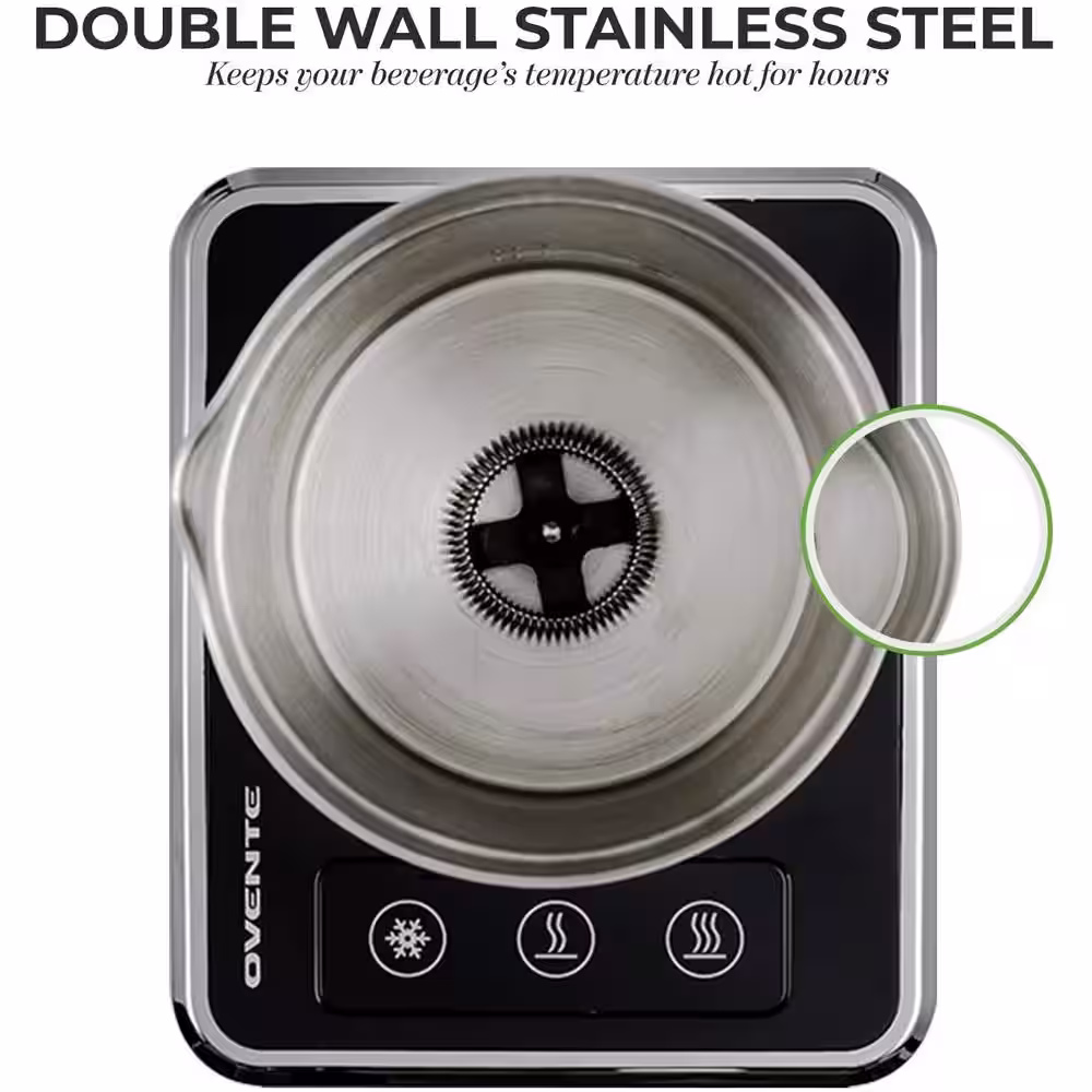 OVENTE 7 oz. Stainless Steel Silver Coffee and Milk Frother with Induction Base