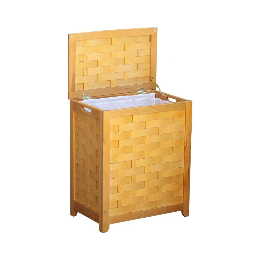 Oceanstar Rectangular Veneer Wood Laundry Hamper with Interior Bag