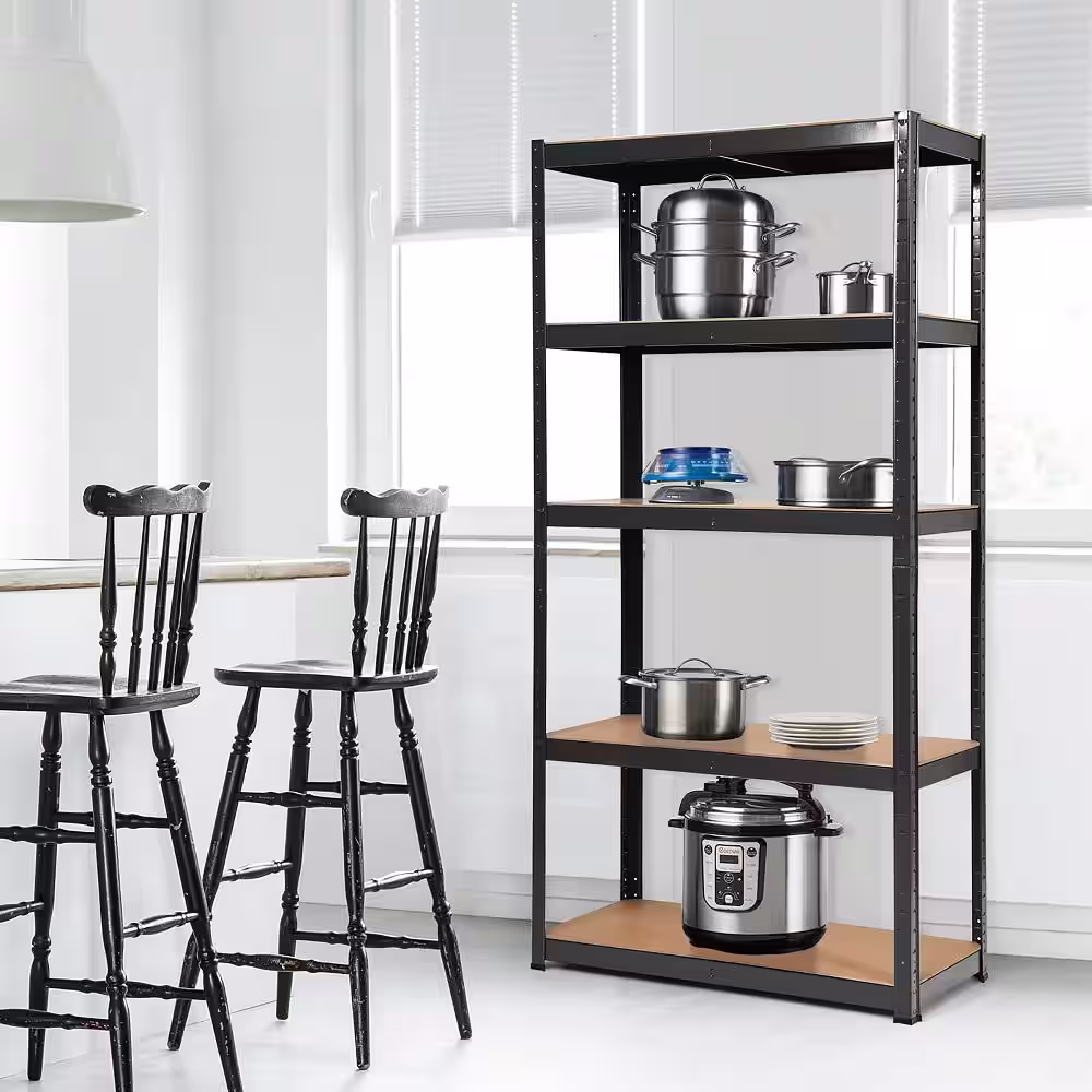 Costway Black 5-Tier Heavy Duty Steel Garage Storage Shelving Unit Adjustable 36