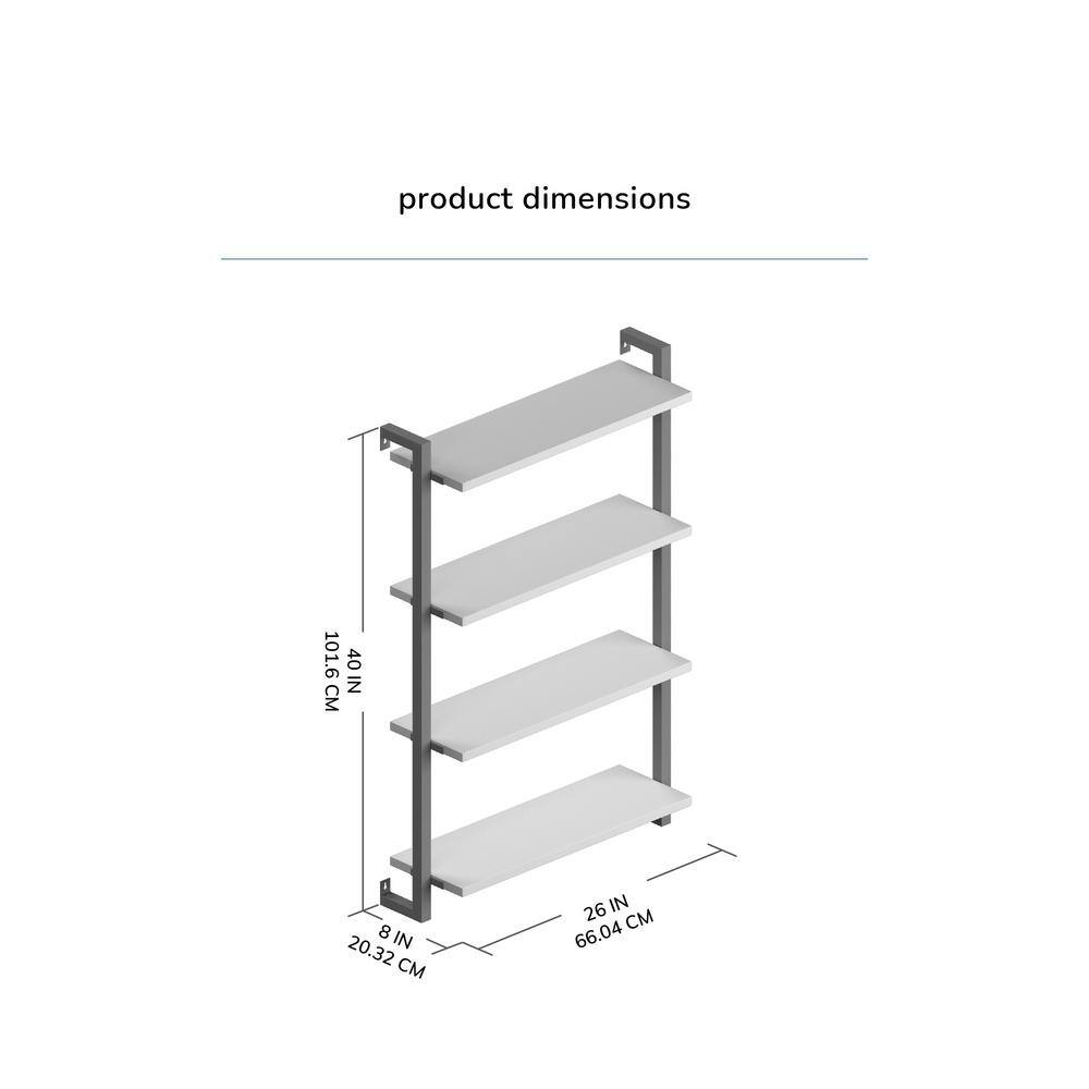MH LONDON 8 in. x 26 in. x 40 in. Phantom Black Wood Floating Wall Shelves with Keyhole Hanging Mechanism