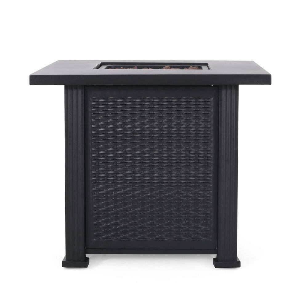 Noble House Larry Black Square Metal Fire Pit