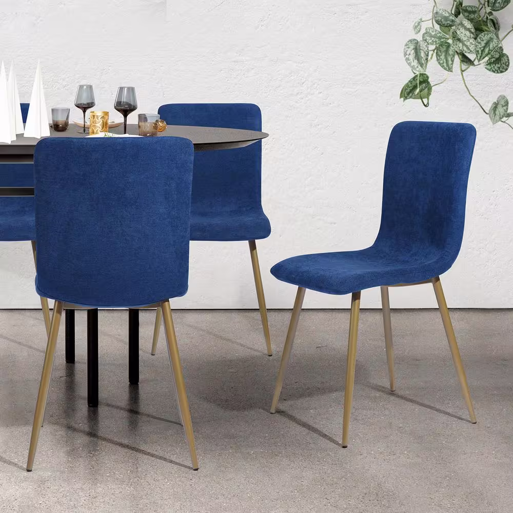 Homy Casa Scargill Blue Textured Fabric Upholstered Dining Chairs (Set of 4)