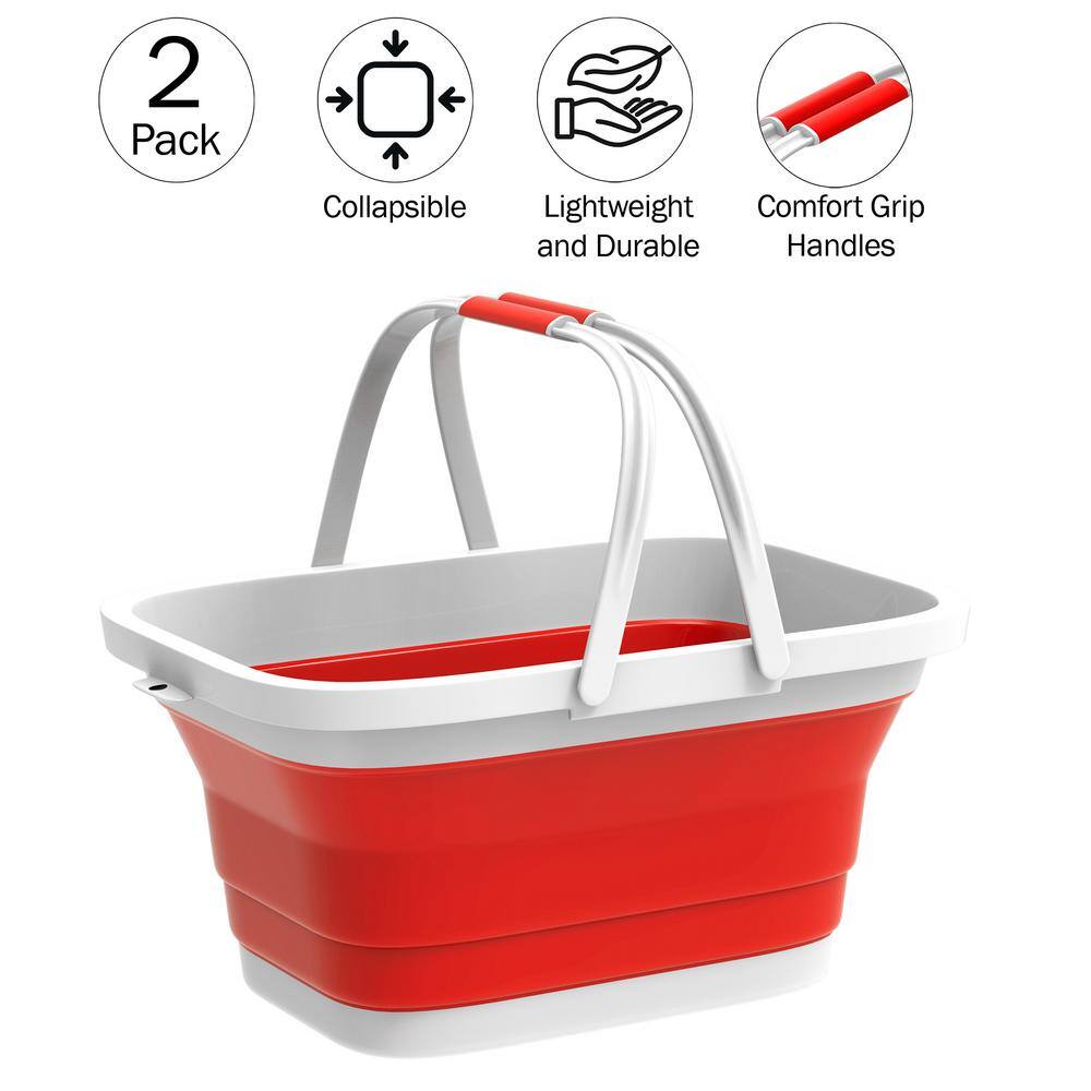 Trademark Home Red Collapsible Plastic Handbasket (Set of 2)