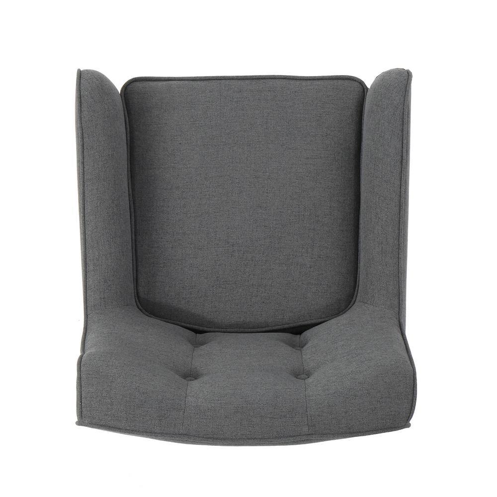 Noble House Felicity Mid-Century Modern Button Back Charcoal Fabric Armchairs (Set of 2)