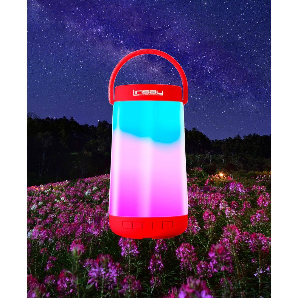 LINSAY Led Light Party Show Bluetooth Speaker Indoor/Outdoor, Red