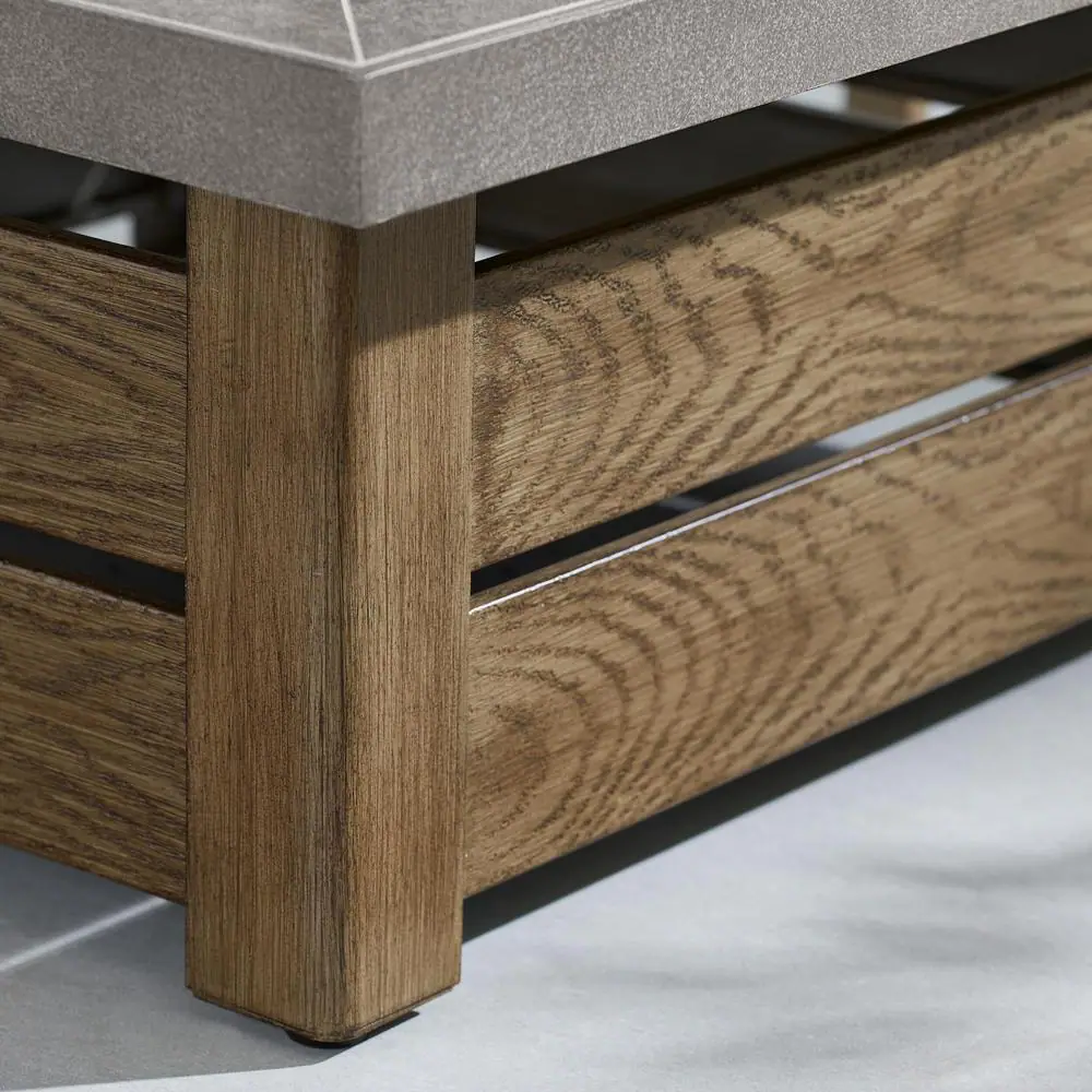 Hampton Bay Stoneham 34 in. x 15.5 in. Square Steel Wood Fire Pit with Tile Top