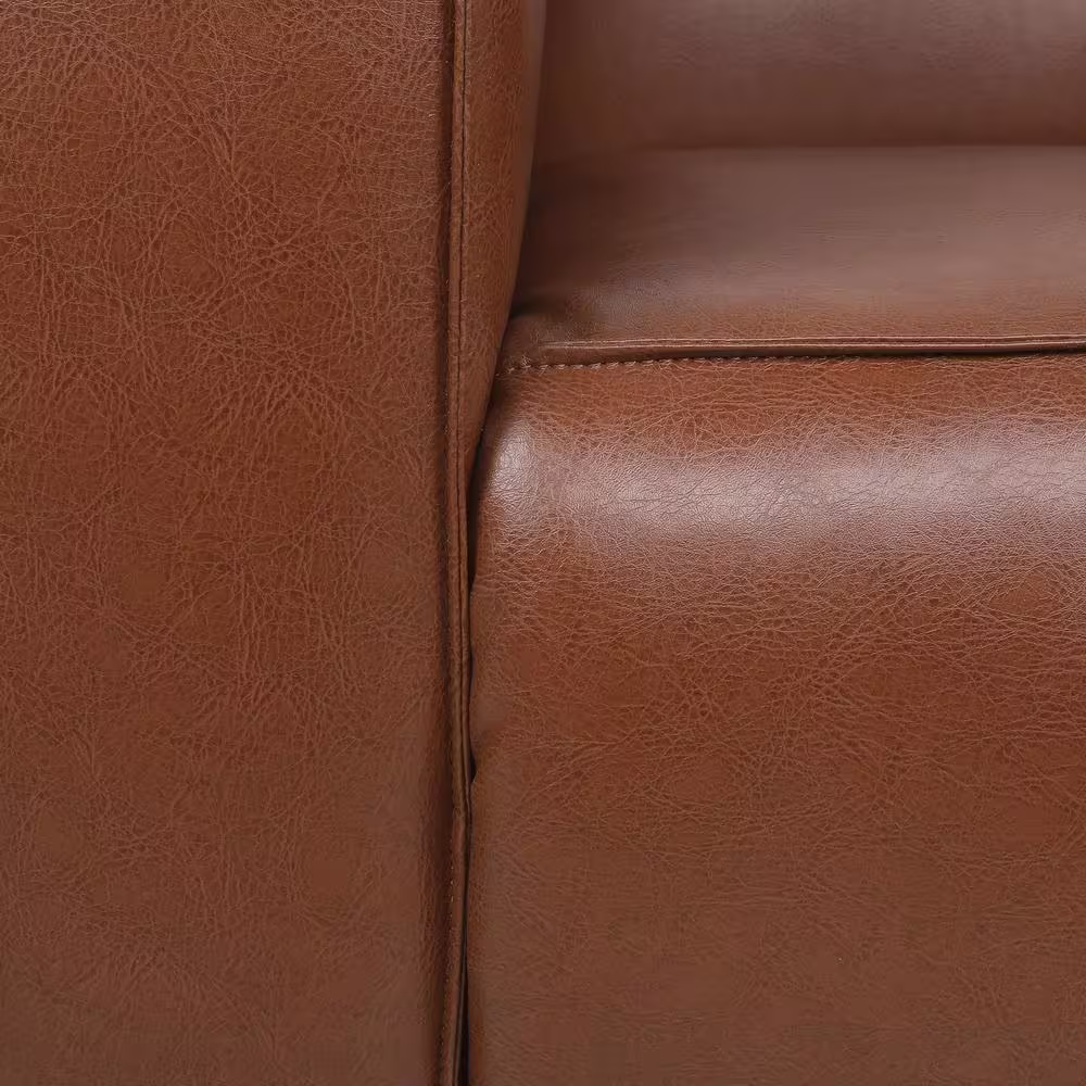 Noble House Denison Cognac Brown Faux Leather Club Chair