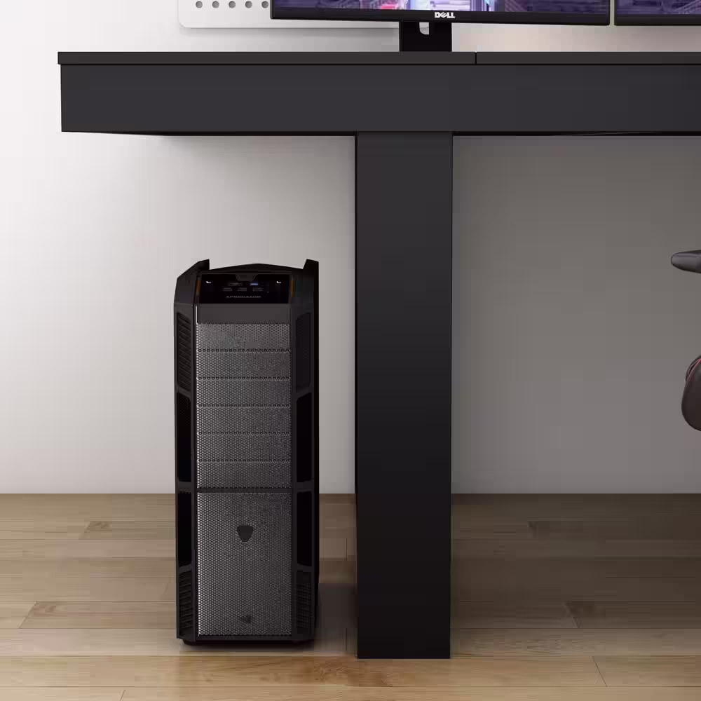 FUFU&GAGA 86.6 in. Width, Retangular Black Walnut Wood Writing Desk Office Commercial Desk Computer Table, Meeting Table