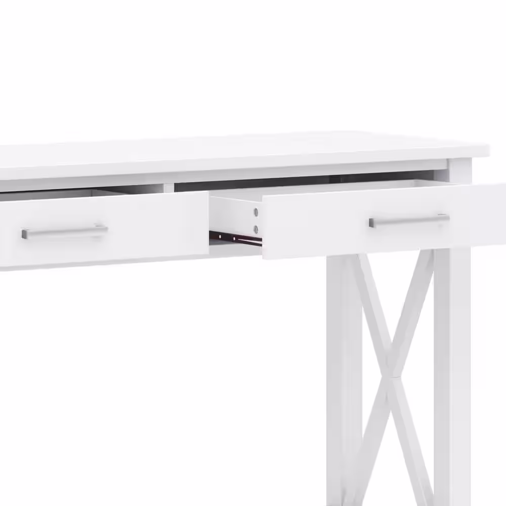 Simpli Home Kitchener 47.4 in. W White Rectangle Wooden Sofa Console Table with 2 Drawers