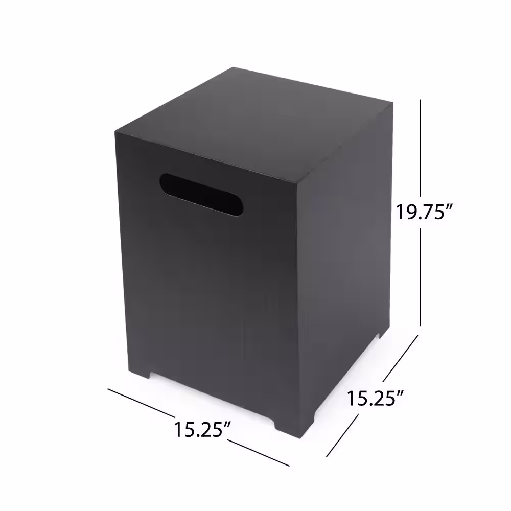 Noble House Wellington 15.25 in. x 19.75 in. Rectangular Concrete Propane Fire Pit in Brushed Brown with Tank Holder