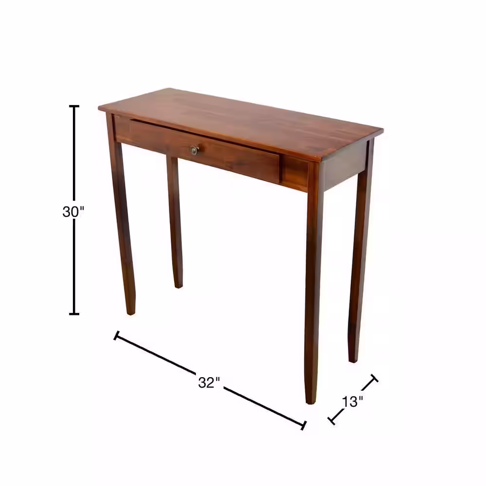 None 32 in. Mahogany Standard Rectangle Wood Console Table with Drawers