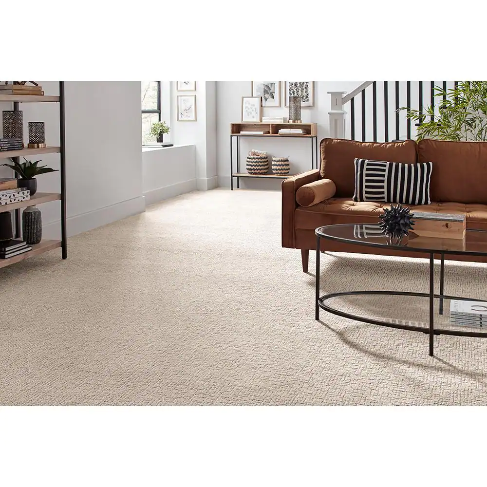 Home Decorators Collection Brasswick  - Pearl - Beige 24 oz. Polyester Pattern Installed Carpet