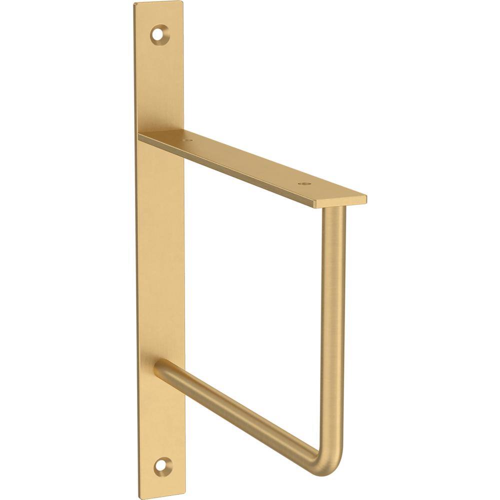 Liberty 6 in. X 8 in. U-Shaped Satin Gold Shelf Bracket 2-Pack