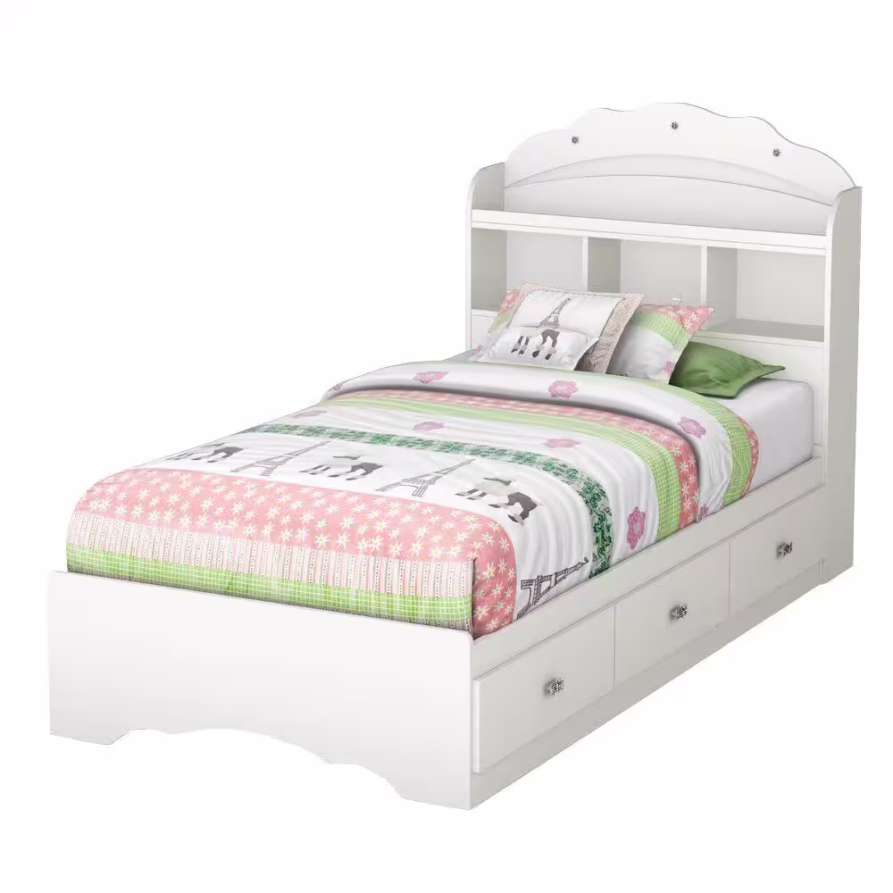 South Shore Tiara 3-Drawer Pure White Twin-Size Storage Bed