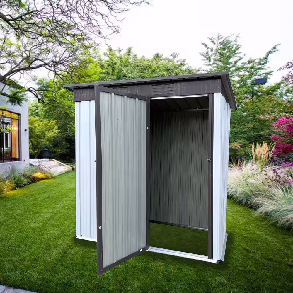 Tunearary 5 ft. W x 3 ft. D White Garden Outdoor Storage Metal Shed Coverage Area (25 sq. ft.)