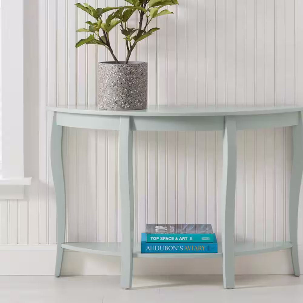 StyleWell Bellevale Demilune Moss Green Wood Console Table