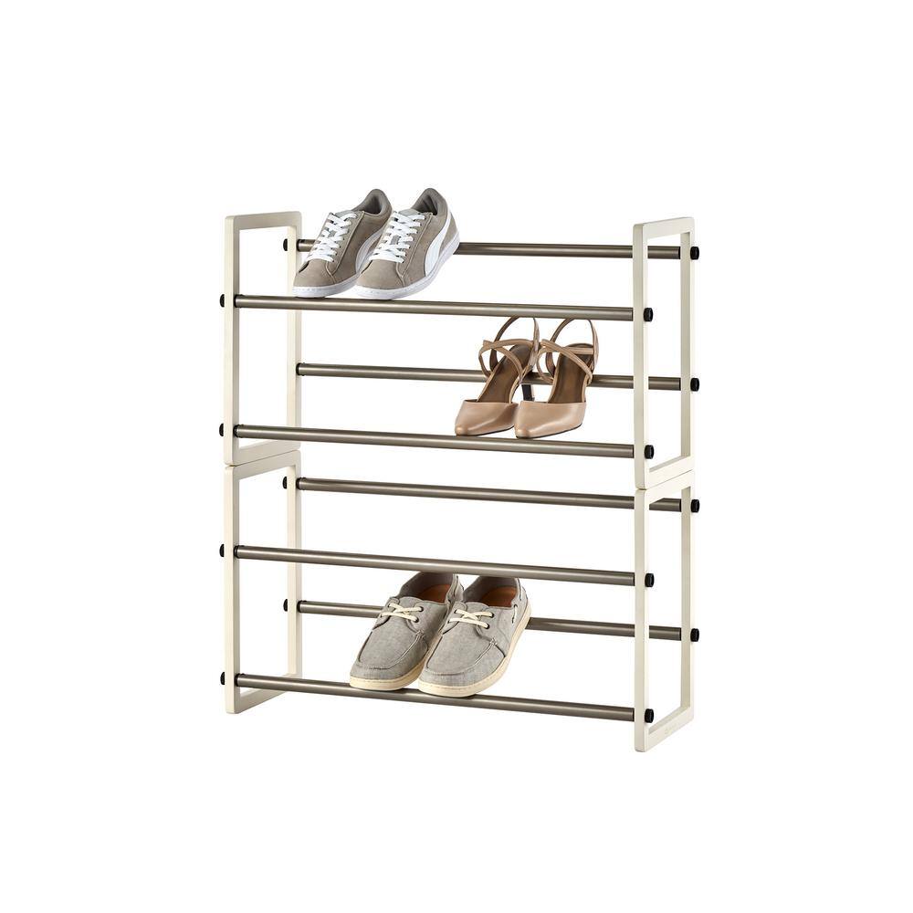 TRINITY 28 H 20-Pair 4-Tier White Wood Shoe Rack