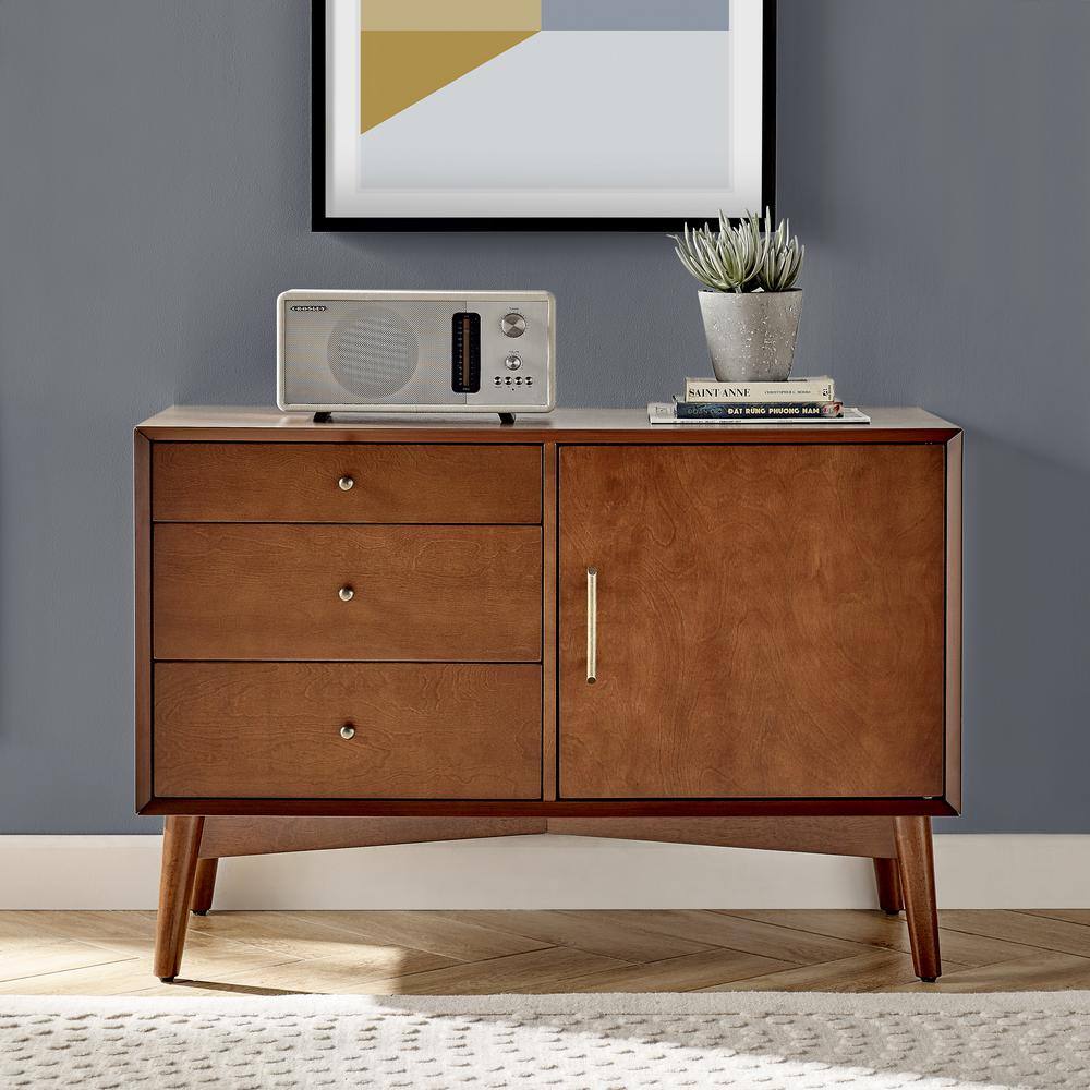 CROSLEY FURNITURE Landon 40 in. Mahogany Rectangle Wood Console Table with Drawers