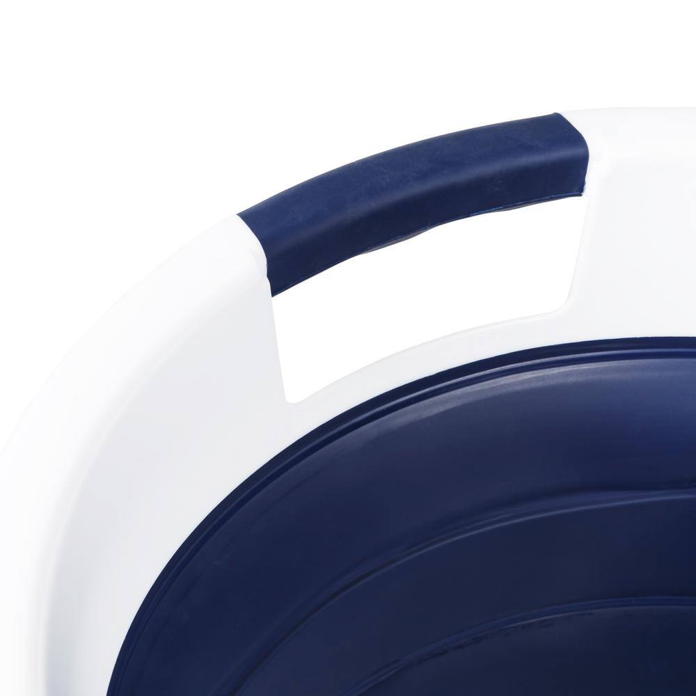 Honey-Can-Do Navy Blue/White Collapsible Rubber Laundry Baskets (Set of 2)