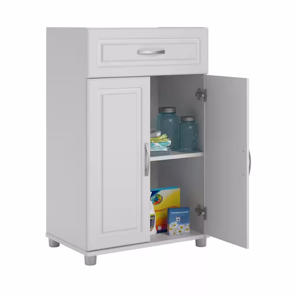 SystemBuild Trailwinds Wood Freestanding Garage Cabinet in White (23 in. W x 38 in. H x 15 in. D)