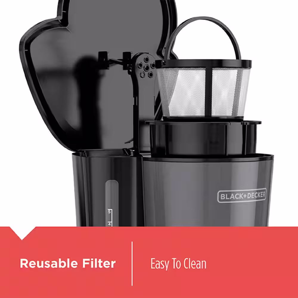 BLACK+DECKER 4-in-1 Coffee Station 5-Cup Stainless Steel Black Coffee Maker