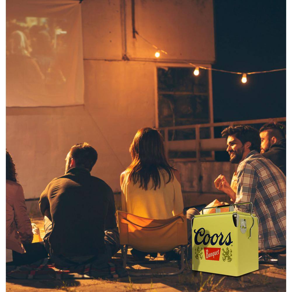 Koolatron Coors Banquet Retro Ice Chest Beverage Cooler with Bottle Opener 13L (14 qt.) 18 Can, Yellow and Silver