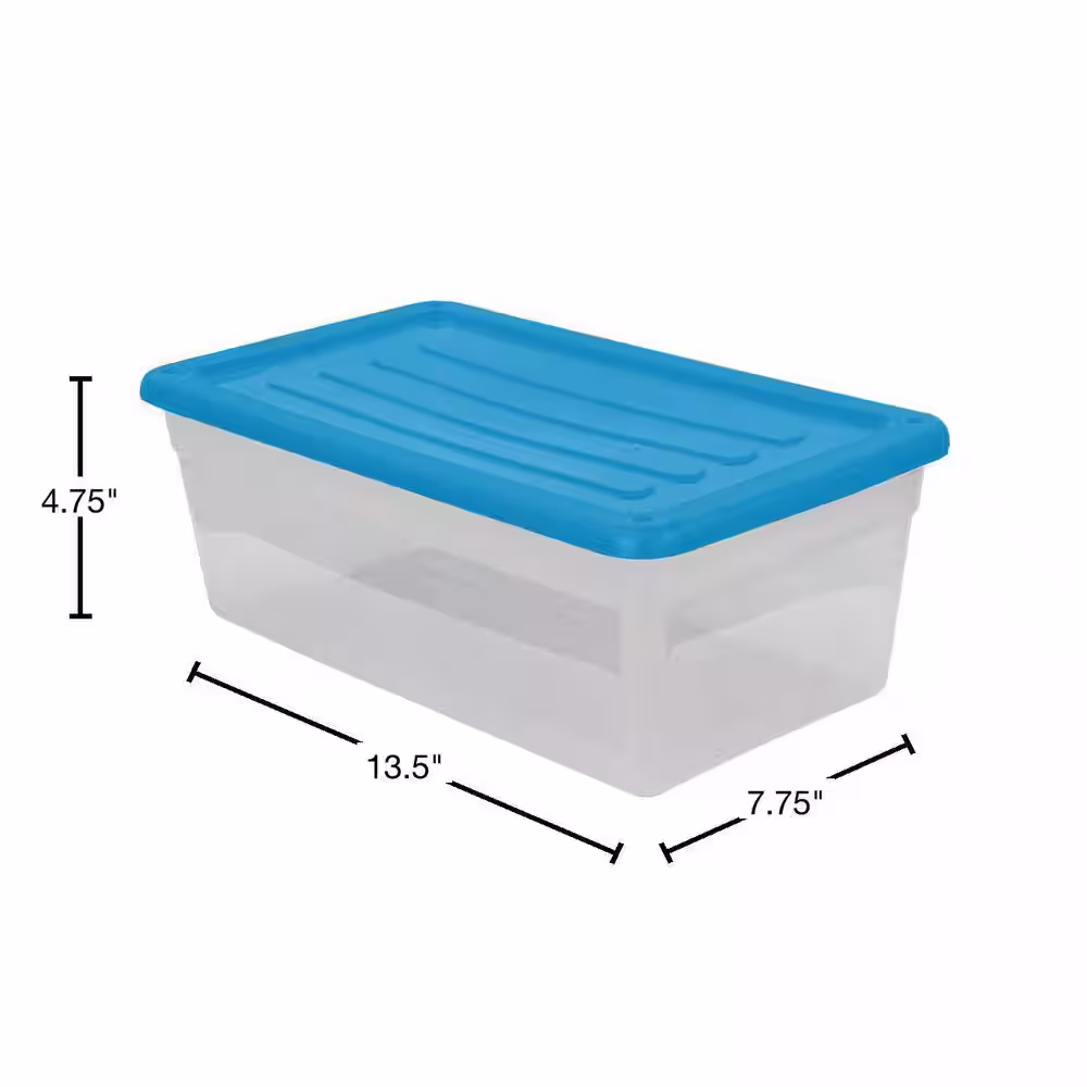 GRACIOUS LIVING 1.5 Gal. Clear Plastic Storage Bin Container and Lid (12-Pack)