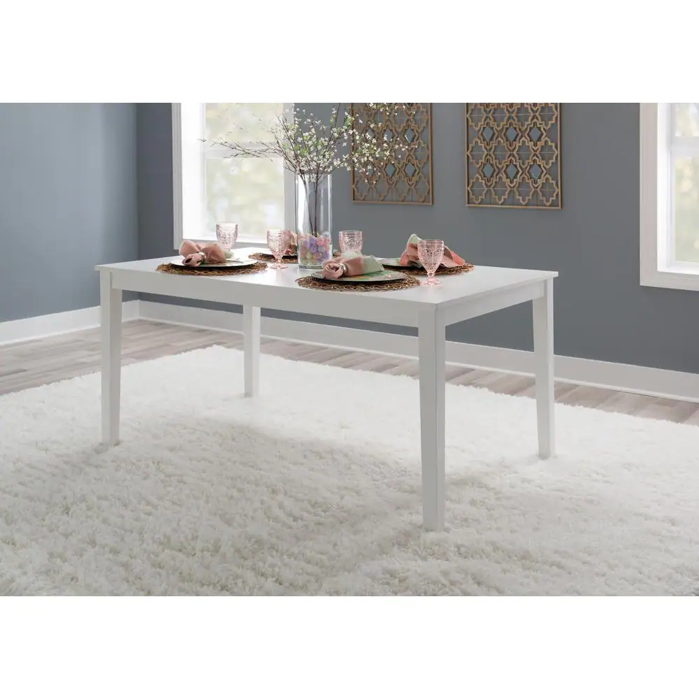 Powell Company Peterson White Rectangular 7-Piece Dining Set with Grey Woven Seats