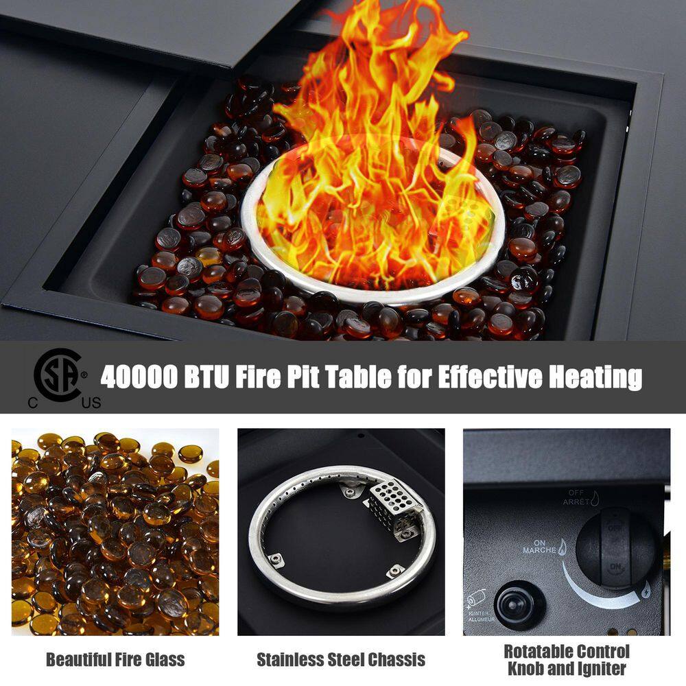 Gymax 32 in. Metal Patio Fire Pit Table Propane Heater 40,000 BTU with CSA Certification