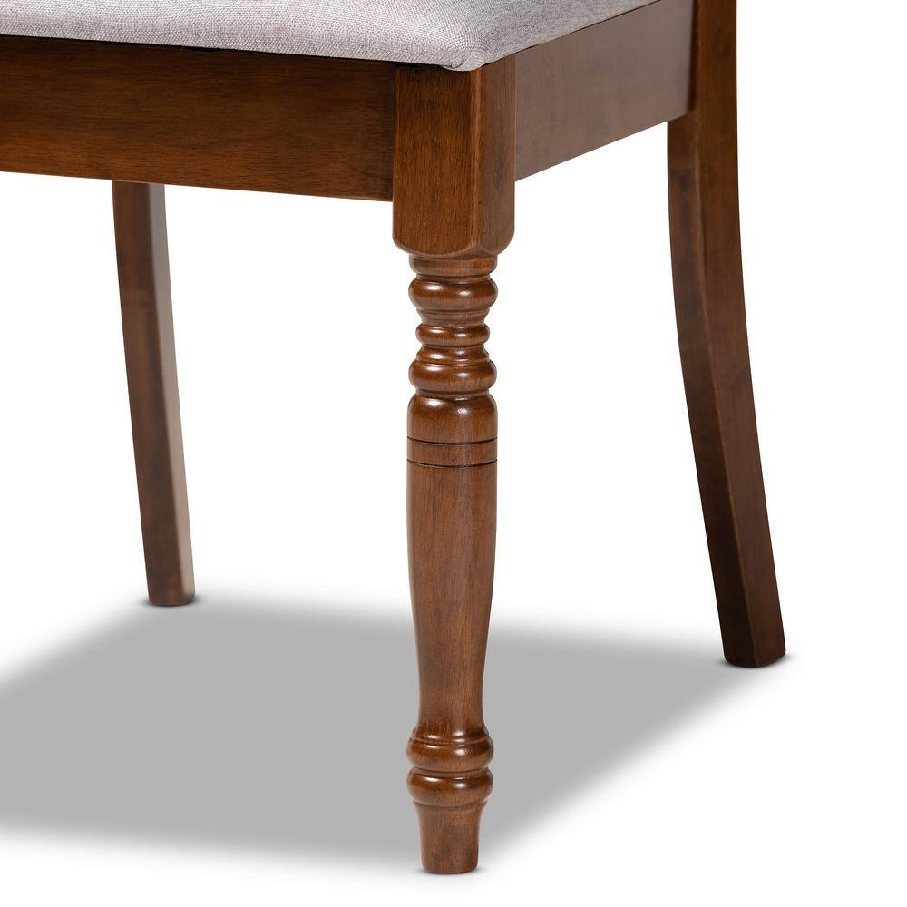Baxton Studio Lucie Grey and Walnut Fabric Dining Chair (Set of 4)