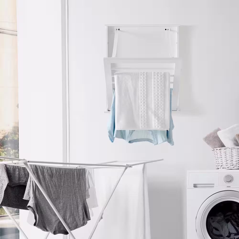 DANYA B Folding Wall Mounted Drying Rack - White