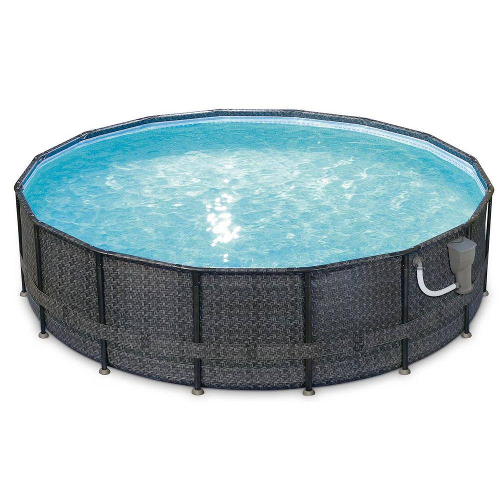 Summer Waves P4A01648B Elite 16 ft. x 48 in. Round Above Ground Frame Swimming Pool Set