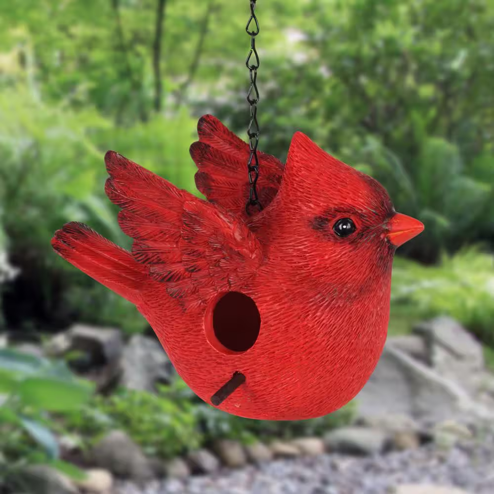 Exhart Cardinal Resin Birdhouse