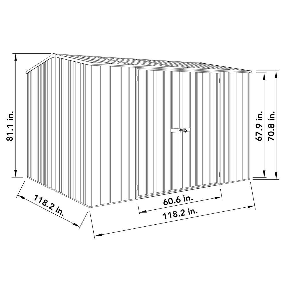 ABSCO Premier 10 ft. x 10 ft. Galvanized Steel Metal Shed in Monument Gray with SNAPTiTE Assembly System (100 sq. ft.)