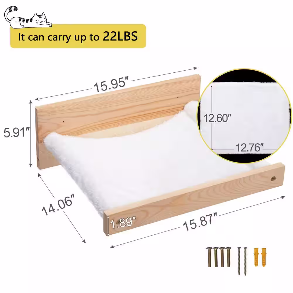 None Medium Wall-Mounted Wooden Cat Shelf