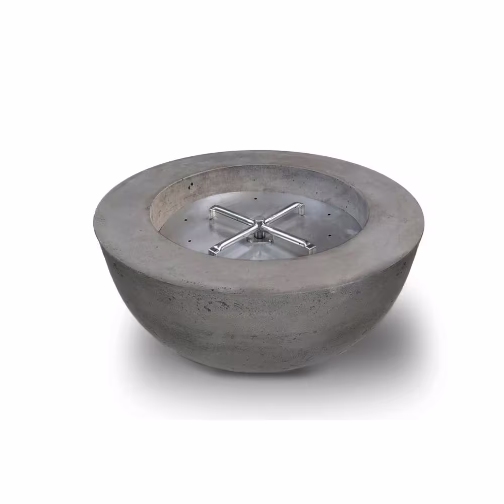 Natco Berkley 36 in. W x 16 in. H Round Outdoor Cement Natural Gas Pewter Fire Pit Kit Bowl